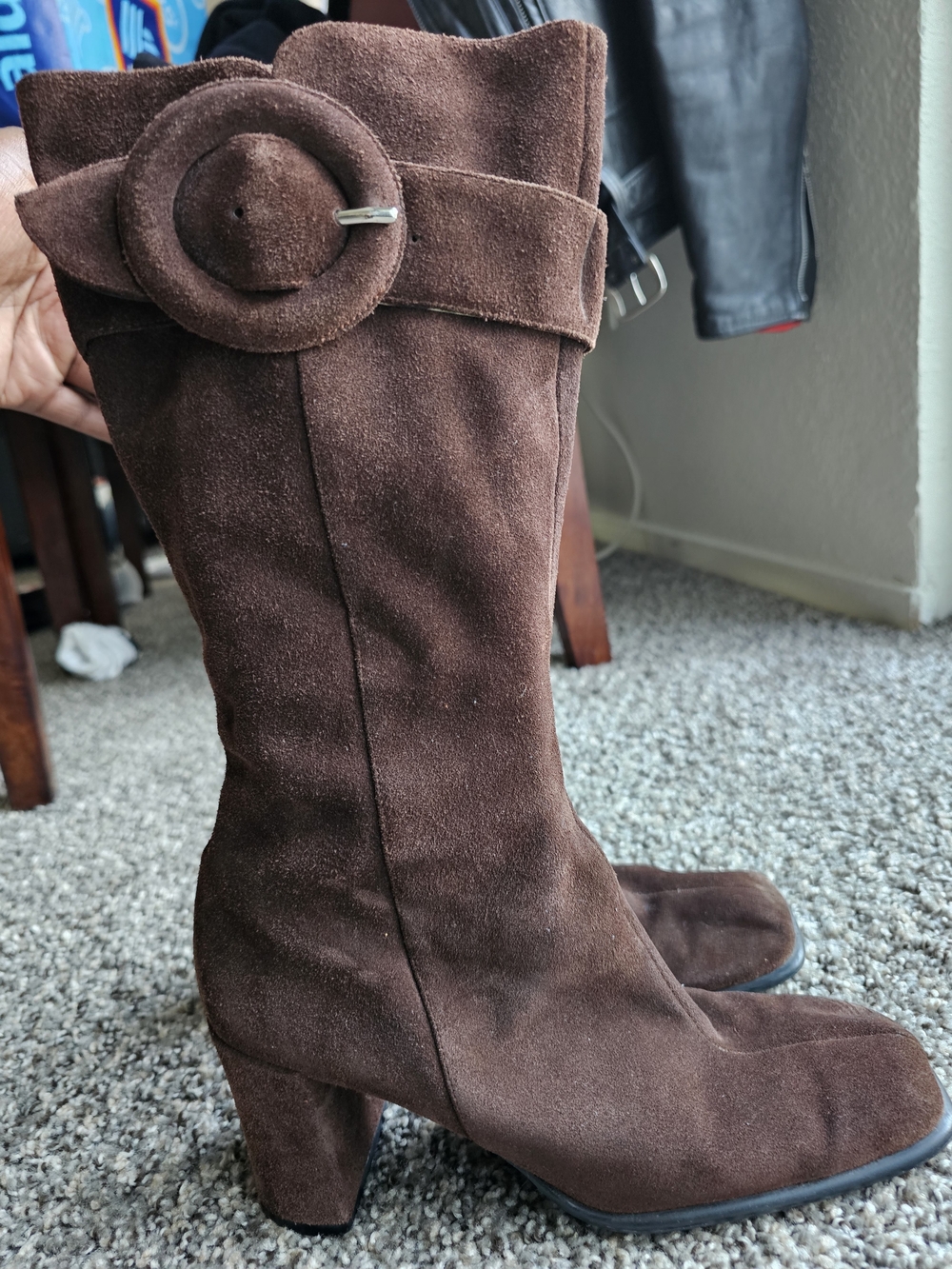 Steve Madden Women's Brown Leather Suede Mid Calf GoGo Boots 9.5